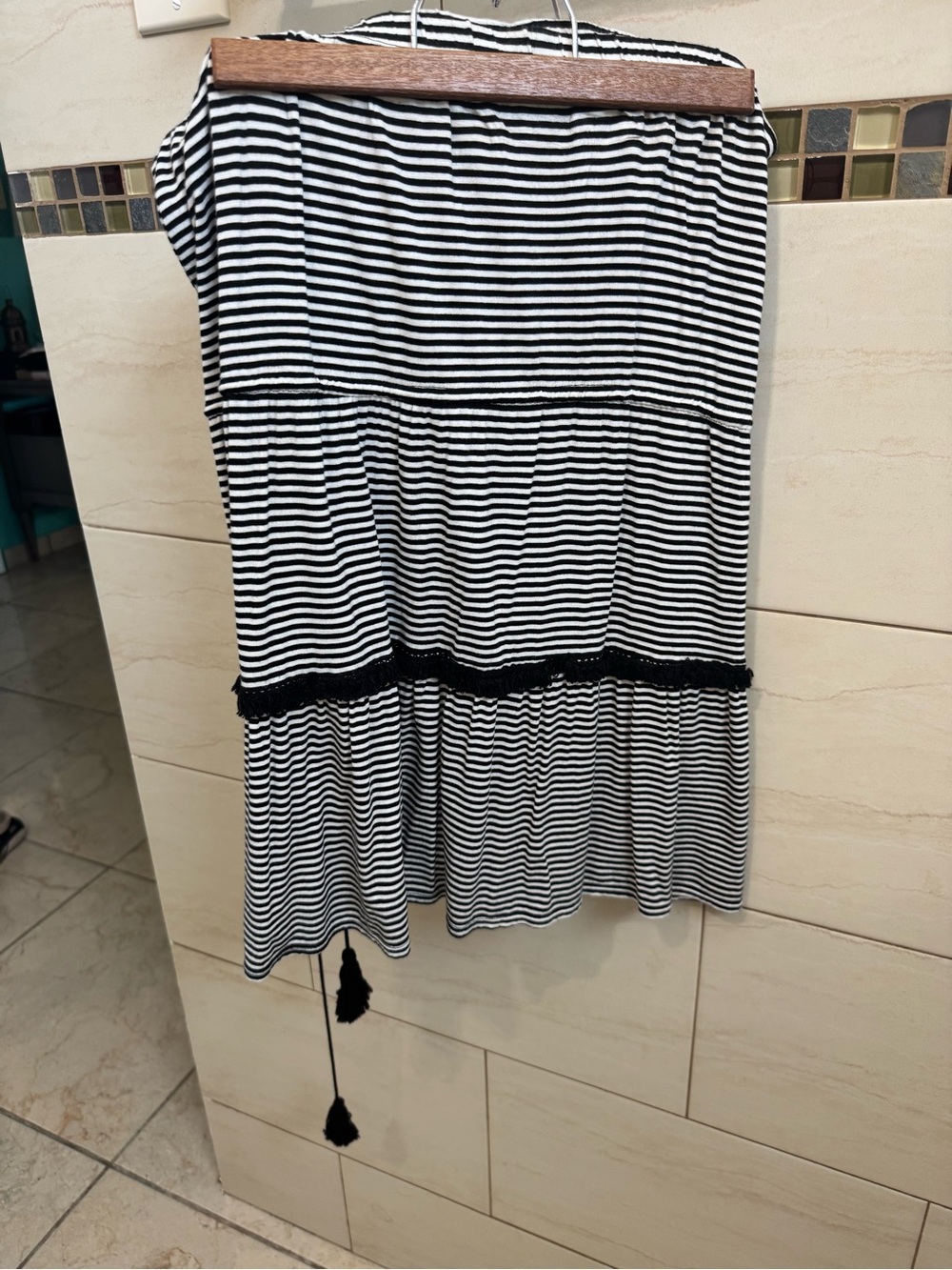 Max Studio Black and White Striped Knit Skirt